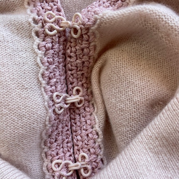 Nanette Lepore Cashmere Cardigan Sweater Pink Wool M Preppy Coquette Old Money - Picture 6 of 8